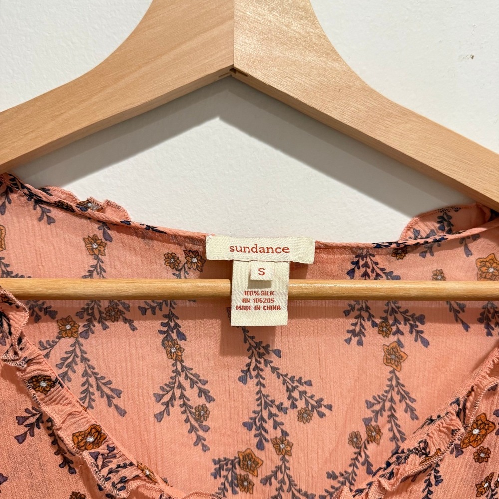 Sundance 100% Silk Floral Babydoll Blouse Size S‎ - Picture 5 of 5